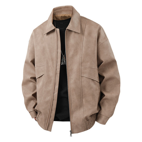 Herren Übergangsjacke im lässigen Vintage-Stil mit seitlichen Eingrifftaschen und elastischen Bündchen Heidi-Mode