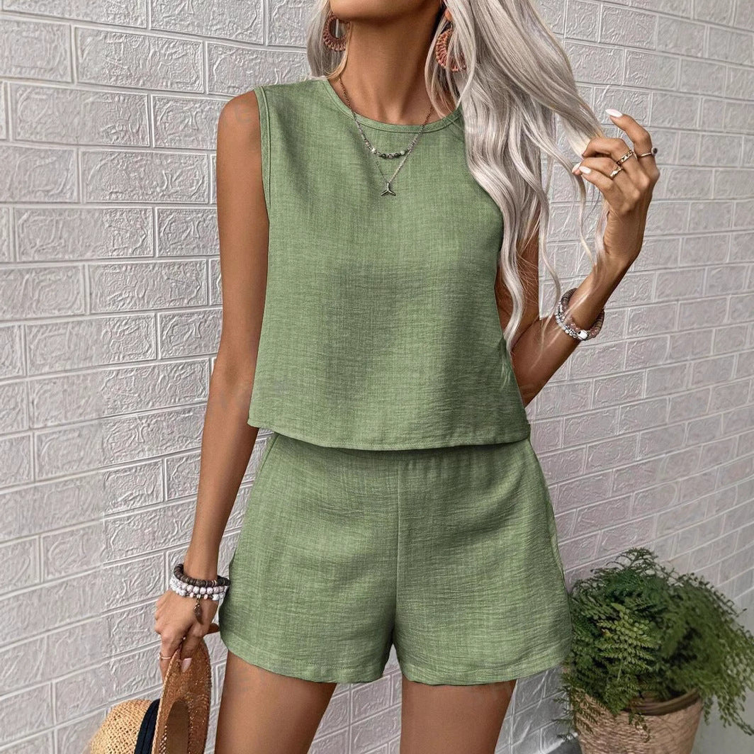 Damen lässiges Sommerliches Twinset aus leichtem Material Heidi-Mode