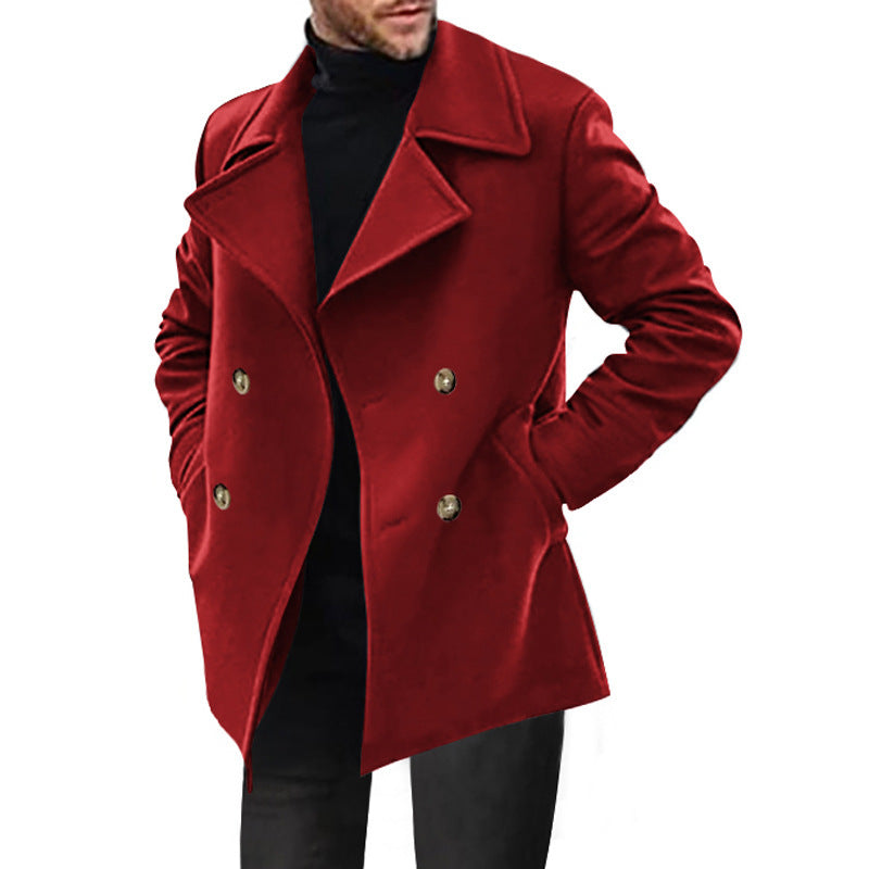 Herren klassischer Peacoat mit modischem Revers und eleganten Knopfdetails Heidi-Mode