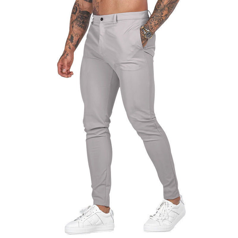 Herren elegante Slim-Fit Chinohose mit elastischem Bund und praktischen Taschen Heidi-Mode