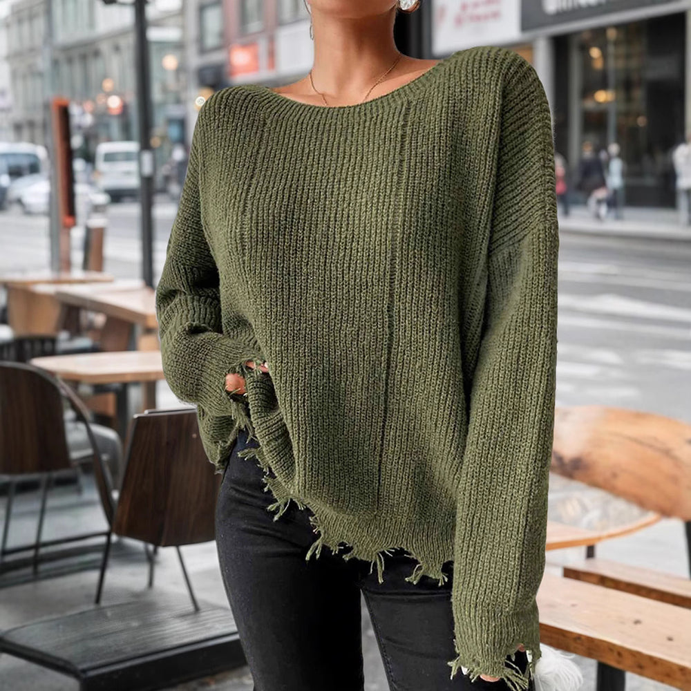 Damen Baumwollpullover mit lässigem Oversized-Schnitt Heidi-Mode