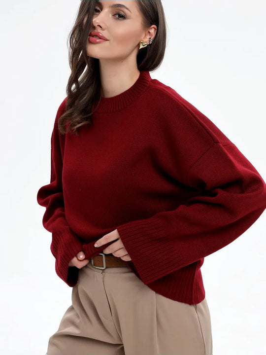 Damen Bequemer Pullover mit Oversized-Schnitt und breiten Ärmeln Heidi-Mode