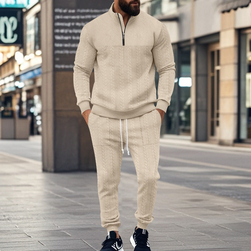 Herren Sportlicher Strickanzug mit Stehkragen und Reißverschluss Heidi-Mode