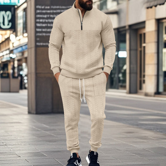 Herren Sportlicher Strickanzug mit Stehkragen und Reißverschluss Heidi-Mode