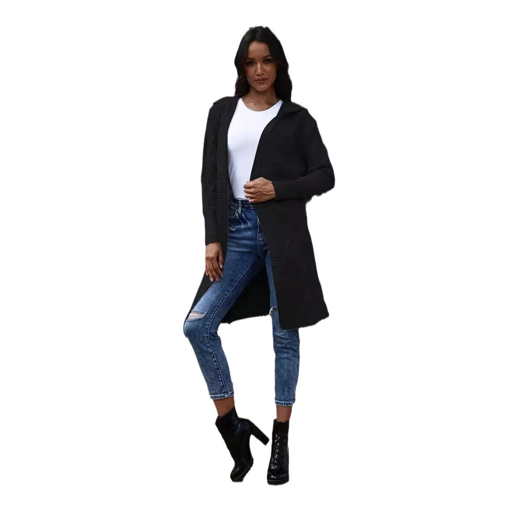 Damen Strickjacke mit Kapuze und stilvollem Zopfdesign Heidi-Mode