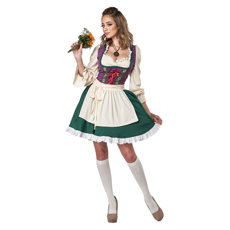 Damen Trachtenkleid mit romantischen Rüschendetails und elegantem Gürtel Heidi