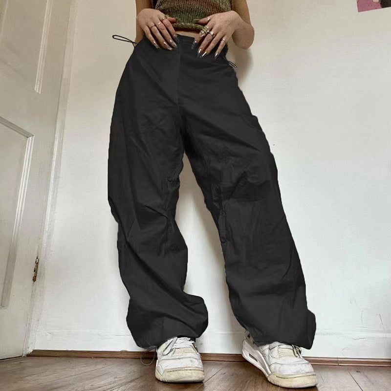 Heidi-Mode | Damen Weite Beinform Baggy-Hose mit Hoher Taille