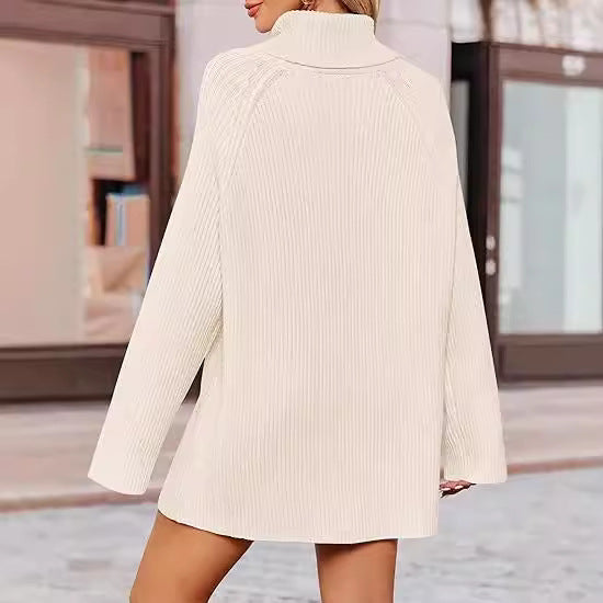 Damen Feinstrickpullover mit hohem Kragen und weitem Schnitt Heidi-Mode