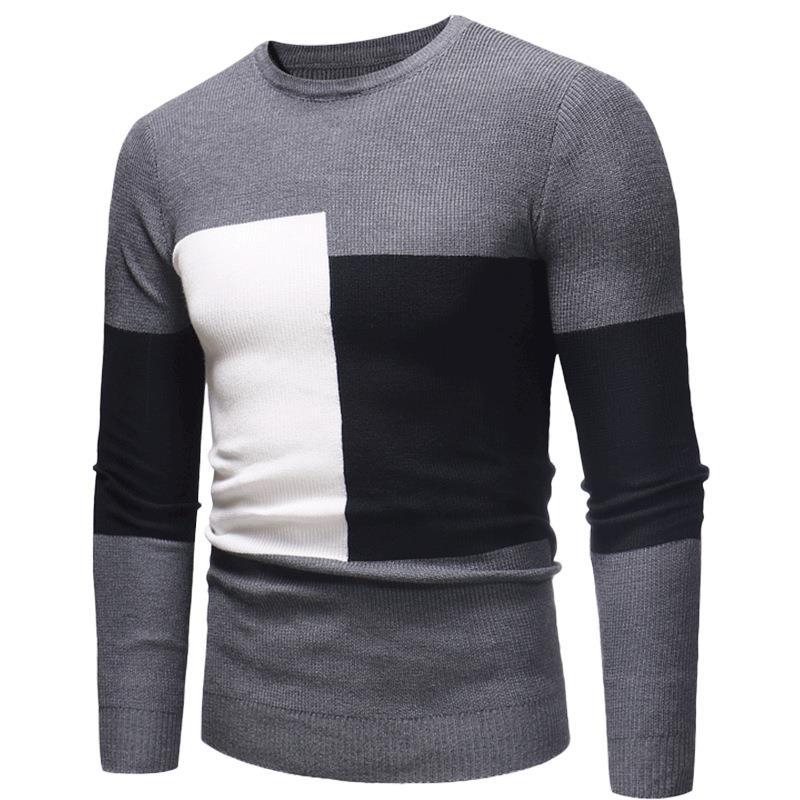 Herren Designer Pullover mit modernem Blockmuster Heidi-Mode