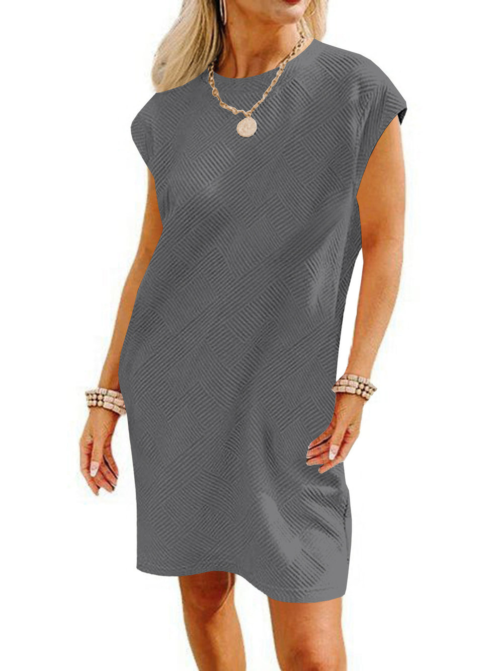 Damen Lockeres Sommerkleid mit strukturiertem Design und schickem Schnitt Heidi-Mode