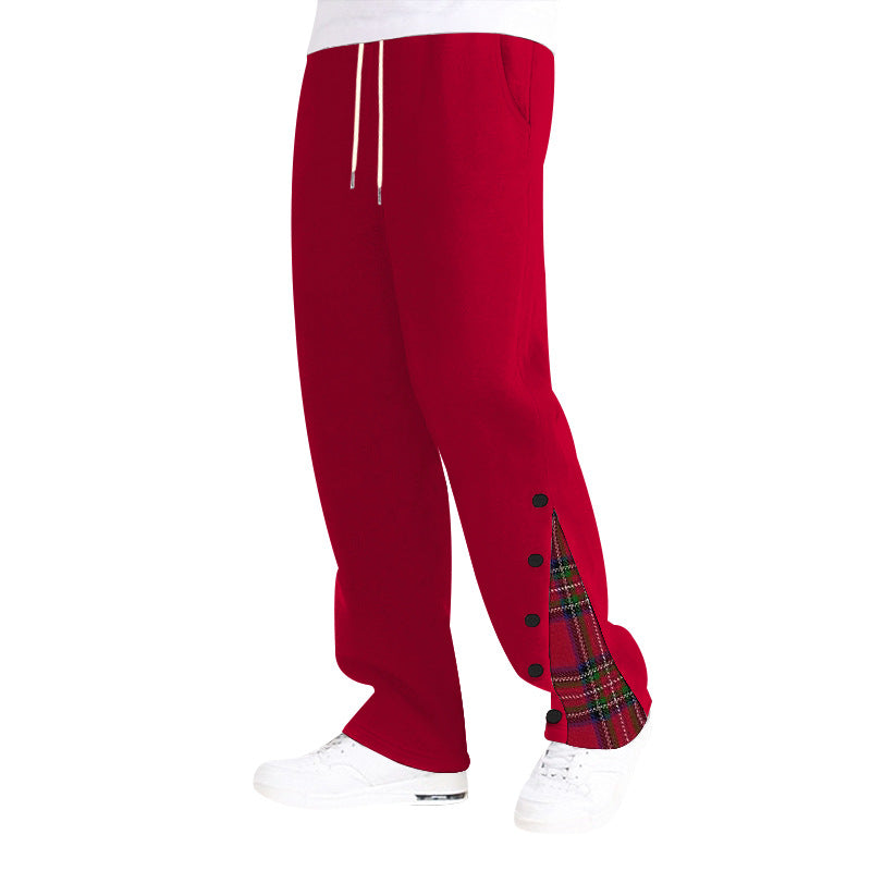 Herren bequeme Freizeithose mit seitlichen Knopfdetails und Karomuster Heidi-Mode