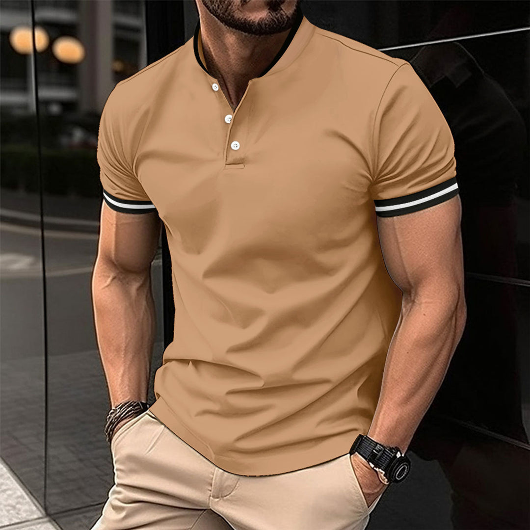 Herren Kurzarm Poloshirt mit modernem Stehkragen und sportlichen Akzenten Heidi-Mode