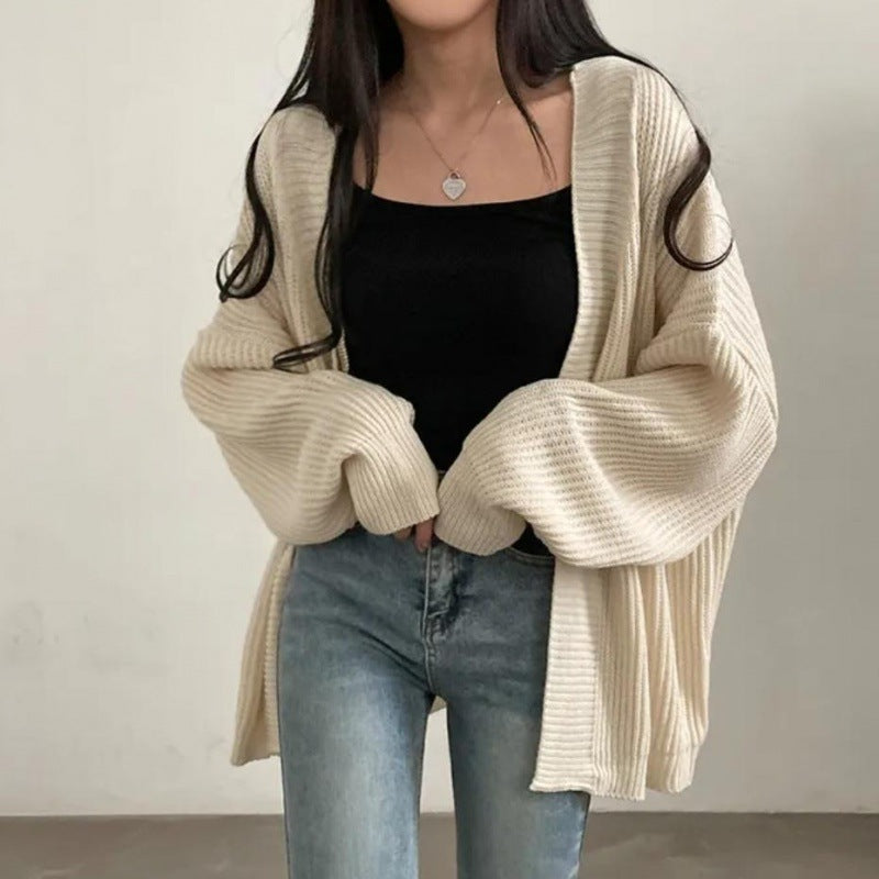 Damen Übergröße Strickjacke mit weit geschnittenen Ärmeln und strukturierter Textur Heidi-Mode