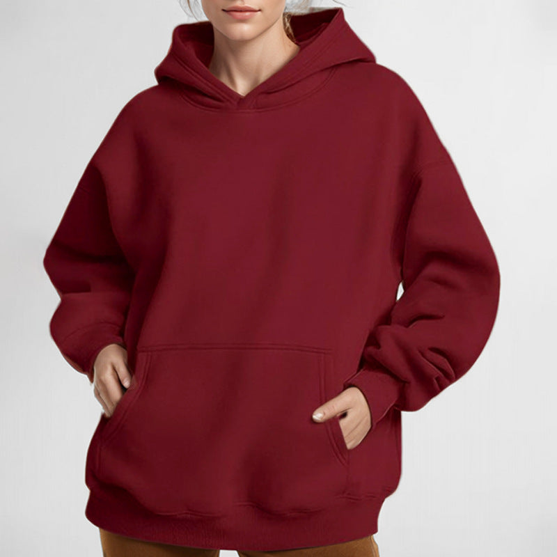 Damen Lockere Kapuzenpullover aus weichem Fleece mit Kängurutasche Heidi-Mode