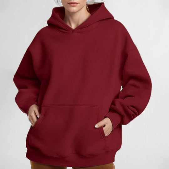 Damen Lockere Kapuzenpullover aus weichem Fleece mit Kängurutasche Heidi-Mode