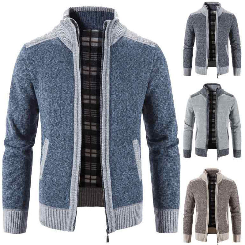 Herren Strickjacke mit modernem Stehkragen und strukturiertem Design Heidi-Mode