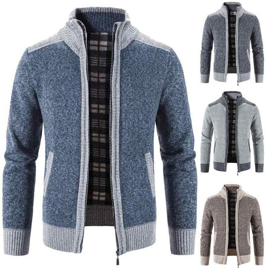 Herren Strickjacke mit modernem Stehkragen und strukturiertem Design Heidi-Mode