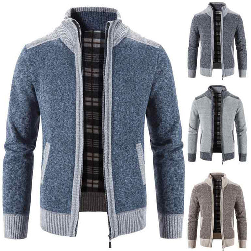 Herren Strickjacke mit modernem Stehkragen und strukturiertem Design Heidi-Mode