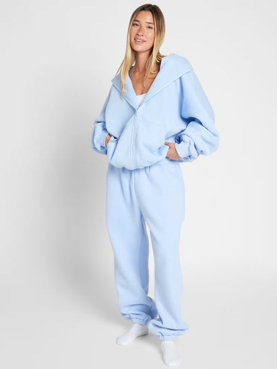 Damen Oversized Kapuzenjacke mit gemütlicher Passform und tiefen Taschen Heidi-Mode