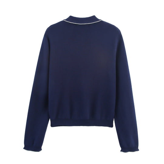 Damen casual und modische Strickjacke mit Kragen Heidi-Mode