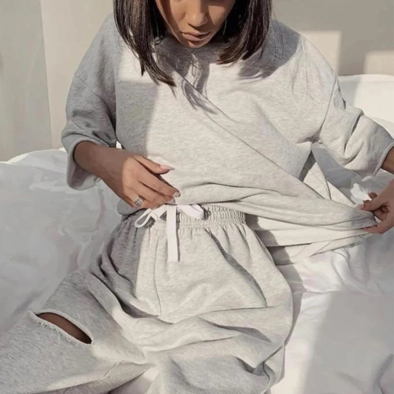 Damen lässiges Hoodie- und Jogginganzug-Set mit modernem Design Heidi-Mode
