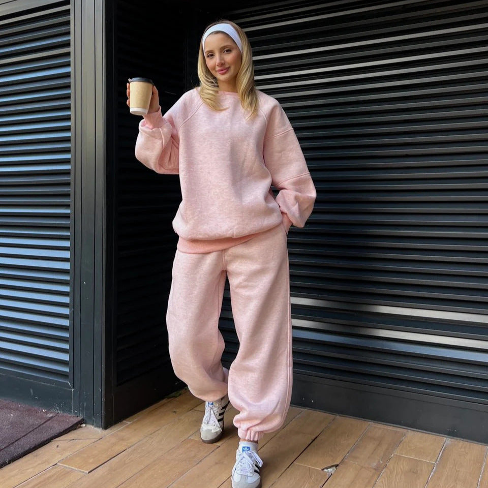 Damen Gemütliches Lounge-Set mit Oversized-Sweatshirt und weiter Hose Heidi-Mode