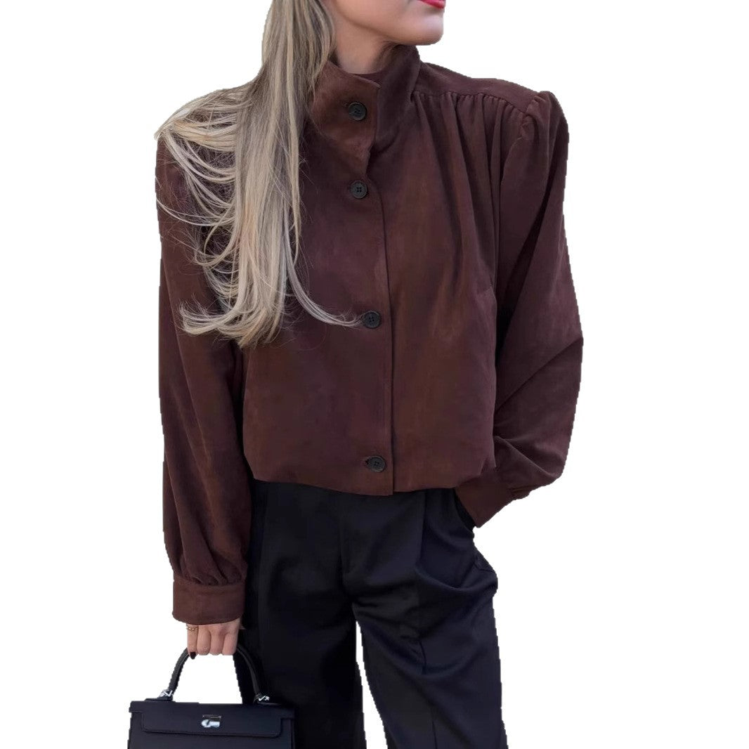 Damen Oversized Bluse mit schickem Plissee-Design und eleganten Knopfdetails Heidi-Mode