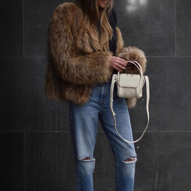 Damen Kunstfelljacke im eleganten und flauschigen Design Heidi-Mode