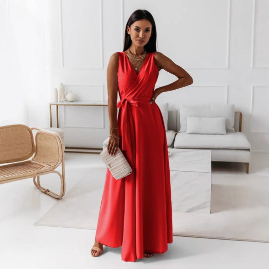 Damen elegantes Wickelkleid mit Taillengürtel Heidi-Mode