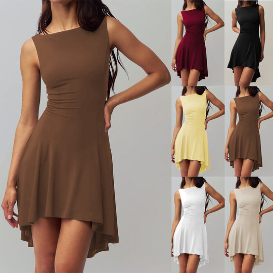 Damen elegantes Kleid mit asymmetrischem Saum und figurbetontem Design Heidi-Mode