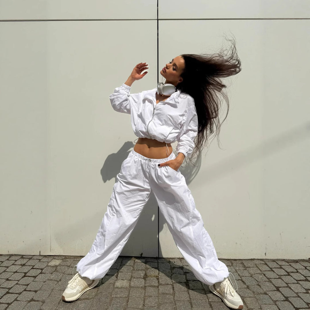 Damen modische cropped Trainingsjacke mit hochwertigen Reflektoren Heidi-Mode