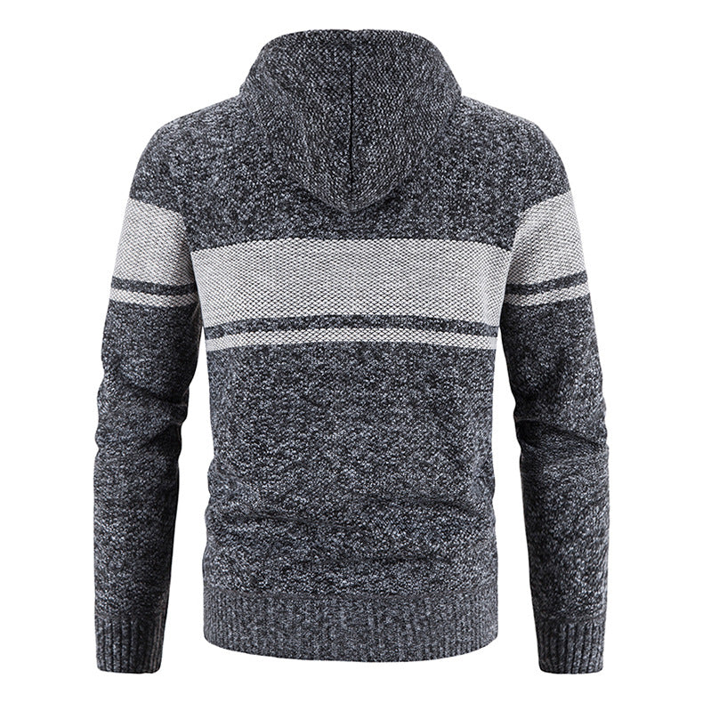 Herren Strickjacke mit Kapuze und strukturiertem Design Heidi-Mode