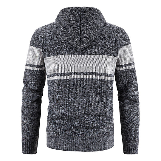 Herren Strickjacke mit Kapuze und strukturiertem Design Heidi-Mode