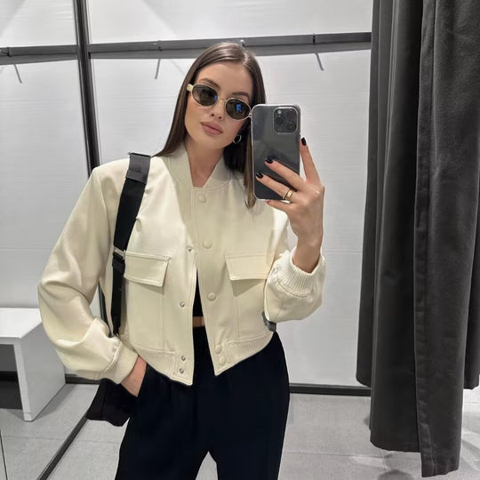 Damen modische Utility-Jacke mit praktischen Taschen und edlem Schnitt Heidi-Mode
