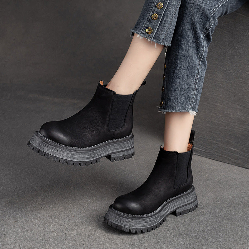 Damen Chunky Chelsea Boots mit robustem Sohlenprofil und elastischen Einsätzen Heidi-Mode