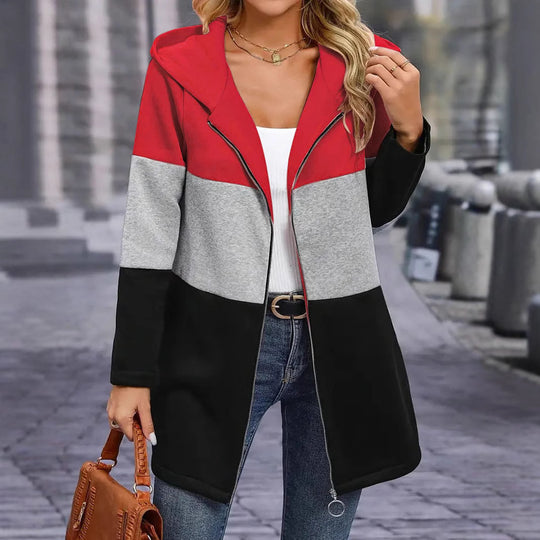 Damen Sportliche Übergangsjacke mit hohem Kragen und farblich abgesetztem Design Heidi-Mode