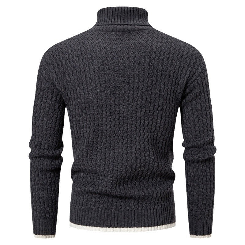 Herren Strickpullover mit hochabschließendem Kragen und strukturiertem Muster Heidi-Mode