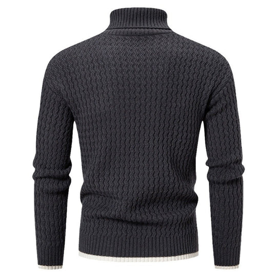 Herren Strickpullover mit hochabschließendem Kragen und strukturiertem Muster Heidi-Mode