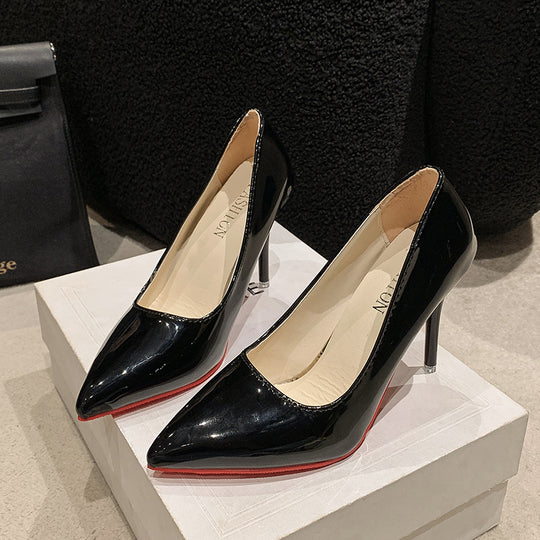Damen Elegante High Heels mit spitz zulaufender Vorderkappe und transparentem Absatz Heidi-Mode