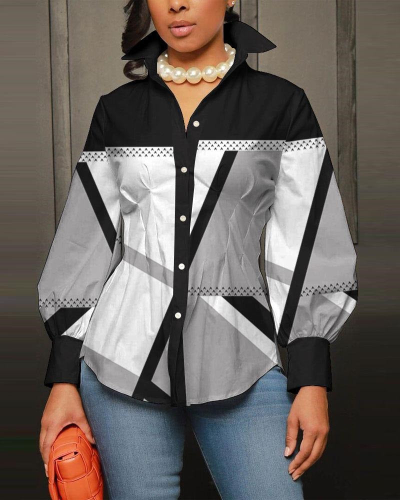 Damen modische Bluse mit geometrischem Design Heidi-Mode