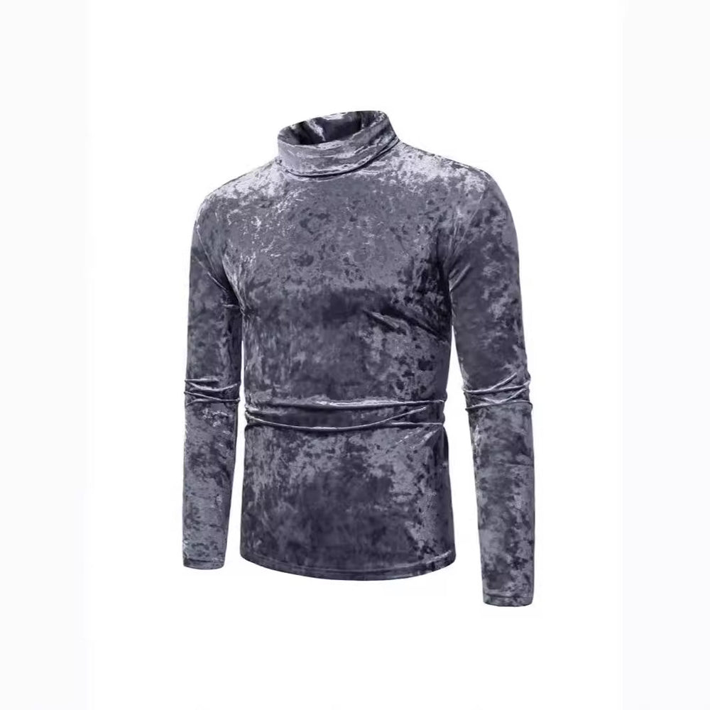 Herren Eleganter Rollkragenpullover aus weichem Samtstoff Heidi-Mode