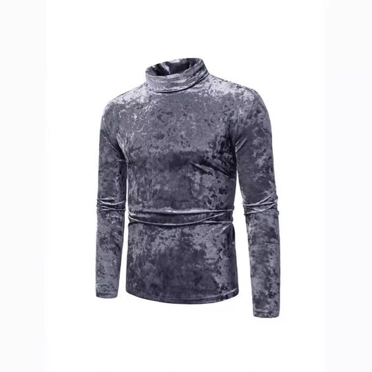 Herren Eleganter Rollkragenpullover aus weichem Samtstoff Heidi-Mode