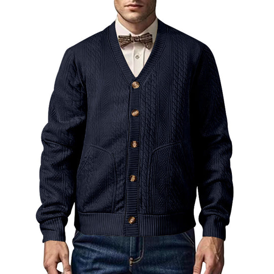 Herren Strickjacke mit strukturierter Oberfläche und praktischen Taschen Heidi-Mode