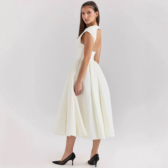 Damen Elegantes A-Linien Cocktailkleid mit Wasserfallausschnitt Heidi-Mode