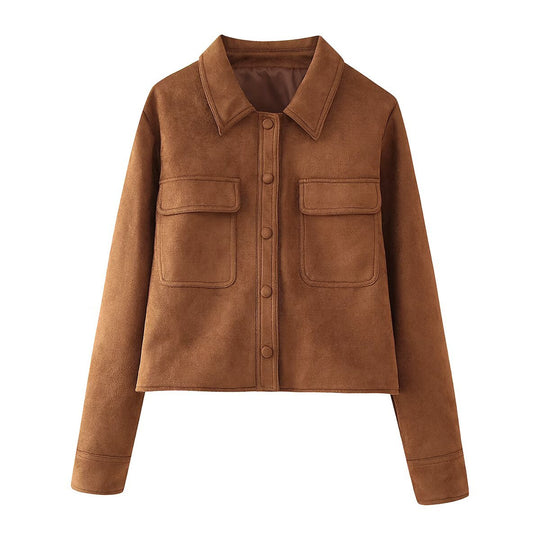 Damen Kunstlederjacke im modischen Oversized-Schnitt mit praktischen Taschen Heidi-Mode