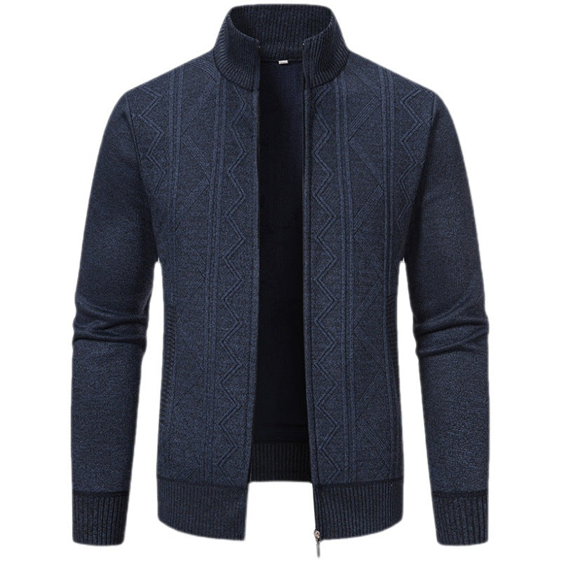 Herren Strickjacke mit hohem Kragen und Zipper Heidi-Mode