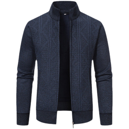 Herren Strickjacke mit hohem Kragen und Zipper Heidi-Mode