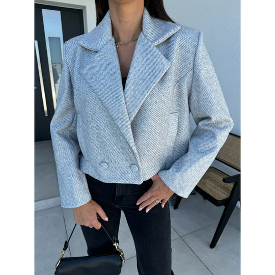 Damen Cropped Doppelreihiger Blazer Heidi-Mode
