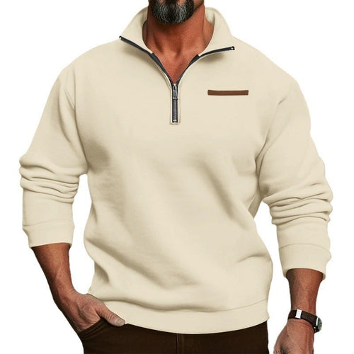 Herren Fleece-Hoodie mit modernem Reißverschluss und hohem Kragen Heidi-Mode