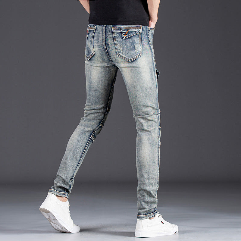 Herren Designer Slim Fit Jeans mit kreativen Reißverschlussdetails Heidi-Mode